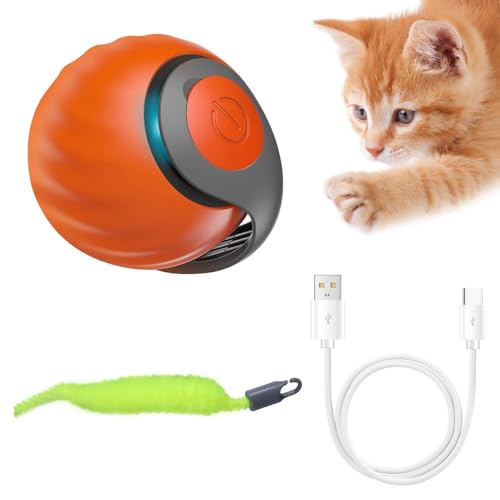 MiOYOOW Interaktives Katzenballspielzeug, 2 Modi Automatischer Katzenball Spielzeug, 2 Gang Einstellgeschwindigkeiten, Automatisches Katzenspielzeug Ball mit Schwanz zum Jagen von Katzen MiOYOOW Interaktives Katzenballspielzeug, 2 Modi Automatischer Katzenball Spielzeug, 2 Gang Einstellgeschwindigkeiten, Automatisches Katzenspielzeug Ball mit Schwanz zum Jagen von Katzen von MiOYOOW