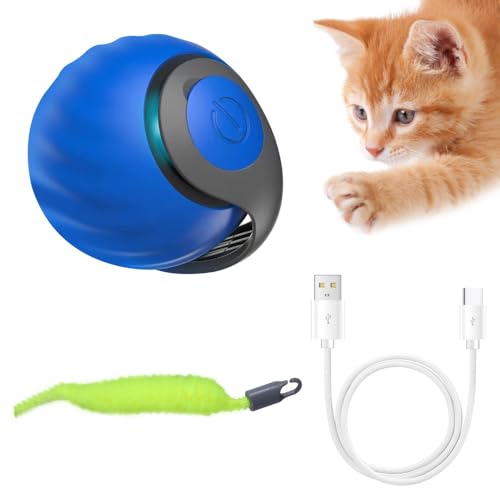 MiOYOOW Interaktives Katzenballspielzeug, 2 Modi Automatischer Katzenball Spielzeug, 2 Gang Einstellgeschwindigkeiten, Automatisches Katzenspielzeug Ball mit Schwanz zum Jagen von Katzen MiOYOOW Interaktives Katzenballspielzeug, 2 Modi Automatischer Katzenball Spielzeug, 2 Gang Einstellgeschwindigkeiten, Automatisches Katzenspielzeug Ball mit Schwanz zum Jagen von Katzen von MiOYOOW