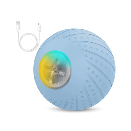 MiOYOOW Interaktives Katzenballspielzeug, Automatisch Beweglicher, Hüpfender, Rollender Haustierball, Intelligenter Interaktiver Katzenball mit LED-Lichtern und 2 Modi, Typ-C Wiederaufladbar von MiOYOOW
