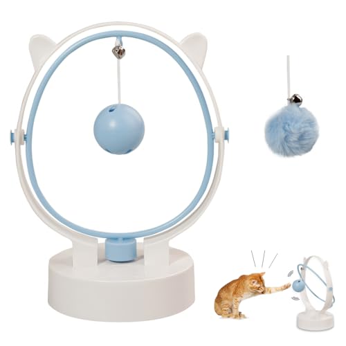MiOYOOW Interaktives Katzenspielzeug, Elektronisches Katzenschaukel Spielzeug, Austauschbarer Langsamer Futterball und Plüschball mit Glöckchen für Kätzchen von MiOYOOW