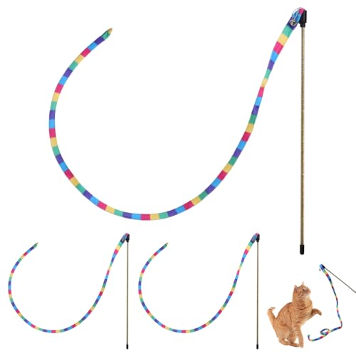 MiOYOOW Katzenband Zauberstab Spielzeug, 3-teilig Interaktives Katzen Regenbogenstab Schnurspielzeug mit Glöckchen, Kitten Training Cat Zauberstab für Hauskatzen und Kätzchen, Übungsspiel MiOYOOW Katzenband Zauberstab Spielzeug, 3-teilig Interaktives Katzen Regenbogenstab Schnurspielzeug mit Glöckchen, Kitten Training Cat Zauberstab für Hauskatzen und Kätzchen, Übungsspiel von MiOYOOW