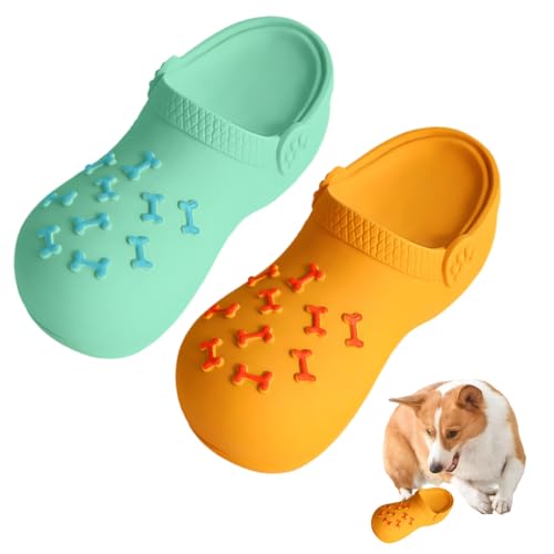 MiOYOOW Kauspielzeug für Hunde, 1/2 Stück Quietschen Hundespielzeug in Hausschuhe-Form, Latex Welpenspielzeug, Interaktives Haustierspielzeug für Zahnreinigend, Kauer, Spiel von MiOYOOW