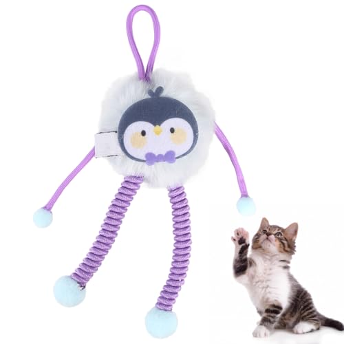 MiOYOOW Plüschspielzeug für Katzen, Niedliches Langbeiniges Teaser mit Glöckchen zum Aufhängen, Interaktiver Katzenspielzeugball für Katzenkätzchen zum Jagen und Trainieren von MiOYOOW
