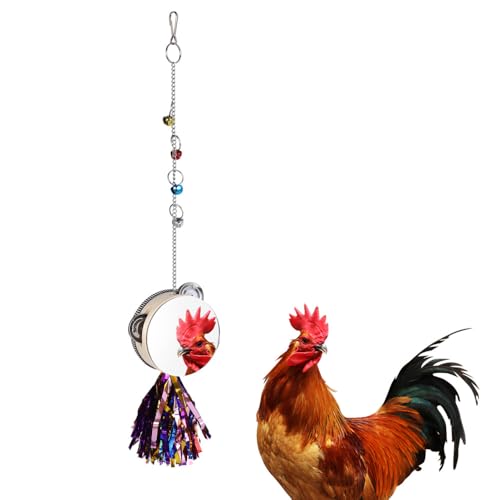 MiOYOOW Spiegelspielzeug für Hühner, Haustier Hühner Spiegeltrommel Spielzeug, Hängendes Vogelkäfig Spiegel Spielzeug mit 4 Glöckchen für Hühner, Hennen, Hähne, Vögel, Papageien MiOYOOW Spiegelspielzeug für Hühner, Haustier Hühner Spiegeltrommel Spielzeug, Hängendes Vogelkäfig Spiegel Spielzeug mit 4 Glöckchen für Hühner, Hennen, Hähne, Vögel, Papageien von MiOYOOW