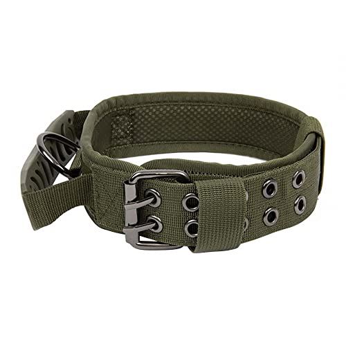 MiOYOOW Taktisches Hundehalsband, Nylon, verstellbares K9-Halsband mit Kontrollgriff und schwerer Metallschnalle für mittelgroße und große Hunde von MiOYOOW