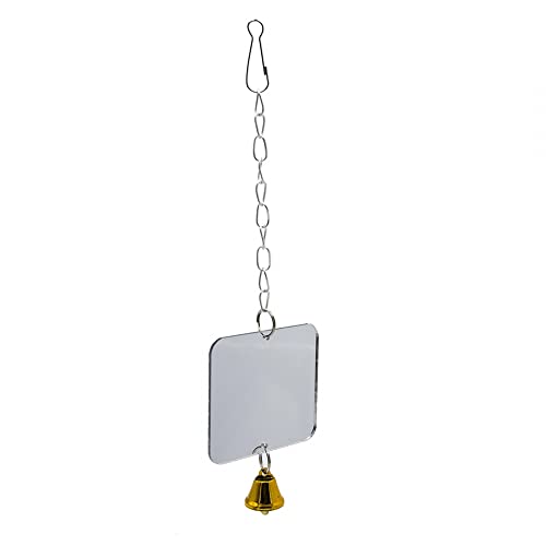 MiOYOOW Vogelspiegel,Acryl Papageienspiegel Hängend Sittich Spiegel Spielzeug mit Seilstange und Glocke für Wellensittiche Ittiche Papageien Nymphensittiche von MiOYOOW