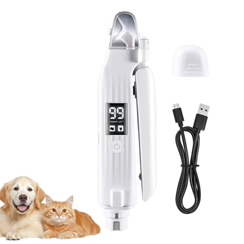 Nagelschleifer für Haustiere, Wiederaufladbarer Katzen Nagelknipser mit LED-Licht, Elektrischer Krallenschere, Geräuscharmer Katzenkrallen Schneider für Kleine, Mittelgroße und Große Rassen von MiOYOOW