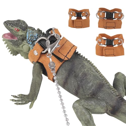 Reptilien Geschirr Leine, 3-teiliges Verstellbares Bartagamen Geschirr mit 1,64m Langer Leine für Reptilien, Bartagamen, Leguan Reptilien Geschirr Leine, 3-teiliges Verstellbares Bartagamen Geschirr mit 1,64m Langer Leine für Reptilien, Bartagamen, Leguan von MiOYOOW