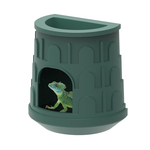 Reptilien Höhle, Amphibien Versteck mit Abnehmbarer Schüssel, Versteckmöglichkeit für Geckos, Eidechsen, Kleine Schlangen und Laubfrösche von MiOYOOW