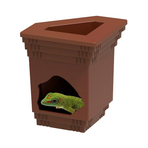 Reptilienhöhle Verstecke, Gecko Amphibien Höhle mit Abnehmbarer Futterschale Oben, Hängender Terrarium Unterschlupf für Eidechsen Bartdrache Frösche Spinnen Schlangen von MiOYOOW