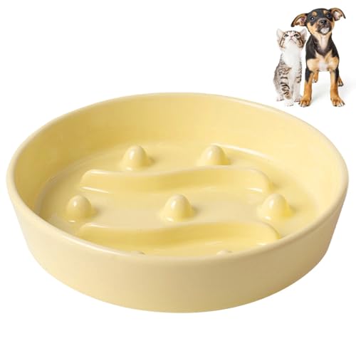 Slow Feeder Hundenapf, Antischlingnapf Hunde aus Keramik, Labyrinth Hundepuzzle Feeder für Katzen Großer Rassen von MiOYOOW
