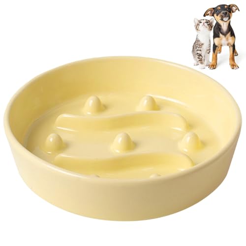 Slow Feeder Hundenapf, Antischlingnapf Hunde aus Keramik, Labyrinth Hundepuzzle Feeder für Katzen Großer Rassen von MiOYOOW