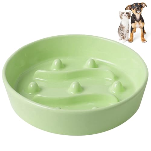 Slow Feeder Hundenapf, Antischlingnapf Hunde aus Keramik, Labyrinth Hundepuzzle Feeder für Katzen Großer Rassen von MiOYOOW