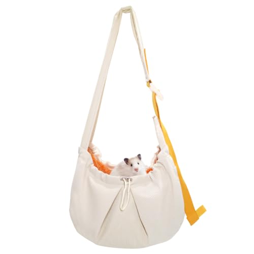 Tragetasche für Kleintiere, Transporttasche Eichhörnchen, Hamster Reisetasche mit Verstellbarem Gurt für Frettchen, Hasen, Kätzchen von MiOYOOW