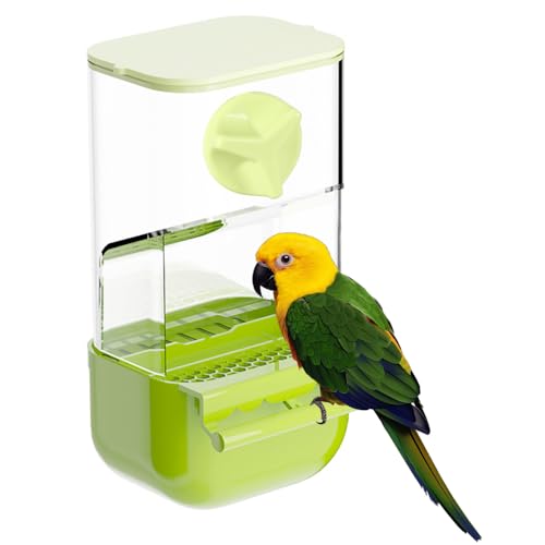 Vogelkäfig Futterspender, Automatischer Vogelfutterspender für Papageien mit Sitzstange und Oberer Abdeckung für Kleine Vögel, Sittiche, Nymphensittiche, Unzertrennliche, Finken von MiOYOOW