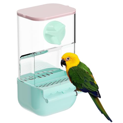 Vogelkäfig Futterspender, Automatischer Vogelfutterspender für Papageien mit Sitzstange und Oberer Abdeckung für Kleine Vögel, Sittiche, Nymphensittiche, Unzertrennliche, Finken Vogelkäfig Futterspender, Automatischer Vogelfutterspender für Papageien mit Sitzstange und Oberer Abdeckung für Kleine Vögel, Sittiche, Nymphensittiche, Unzertrennliche, Finken von MiOYOOW