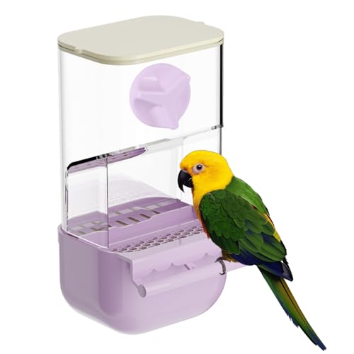 Vogelkäfig Futterspender, Automatischer Vogelfutterspender für Papageien mit Sitzstange und Oberer Abdeckung für Kleine Vögel, Sittiche, Nymphensittiche, Unzertrennliche, Finken von MiOYOOW