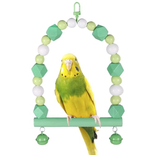 Vogelschaukel, Bunte Papageienstange mit Glöckchen, Vogel Schaukelspielzeug aus Holz zum Aufhängen, Sittichspielzeug für Nymphensittiche, Liebesvögel, Finken Vogelschaukel, Bunte Papageienstange mit Glöckchen, Vogel Schaukelspielzeug aus Holz zum Aufhängen, Sittichspielzeug für Nymphensittiche, Liebesvögel, Finken von MiOYOOW