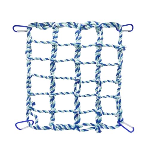 Vogel Seil Kletternetz, Vogelseilnetz Hängematte Schaukel, Kleines Haustier Kletternetz Baumwoll Kletterseil, Leiterbrücke mit 4 Haken für Ratten Hamster Vögel Frettchen (27,9 X 20,1cm) von MiOYOOW