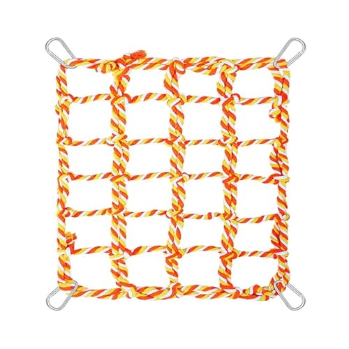 Vogel Seil Kletternetz, Vogelseilnetz Hängematte Schaukel, Kleines Haustier Kletternetz Baumwoll Kletterseil, Leiterbrücke mit 4 Haken für Ratten Hamster Vögel Frettchen (27,9 X 20,1cm) von MiOYOOW