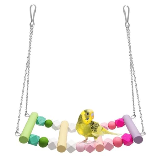 Vogelstange aus Holz, Buntes Papageien Schaukel Spielzeug mit Metallkette Papageienstange für Nymphensittiche, Sittiche, Turteltauben, Finken Vogelstange aus Holz, Buntes Papageien Schaukel Spielzeug mit Metallkette Papageienstange für Nymphensittiche, Sittiche, Turteltauben, Finken von MiOYOOW