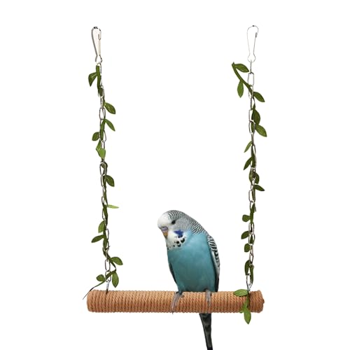 Vogelstangen, Schaukel für Vögel, Verschleißfestes Vogelschaukelkäfig Seil zum Aufhängen, Vogel Kletterspielzeug mit 2 Metallbändern für Heimvögel Vogelstangen, Schaukel für Vögel, Verschleißfestes Vogelschaukelkäfig Seil zum Aufhängen, Vogel Kletterspielzeug mit 2 Metallbändern für Heimvögel von MiOYOOW