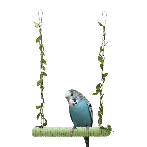 Vogelstangen, Schaukel für Vögel, Verschleißfestes Vogelschaukelkäfig Seil zum Aufhängen, Vogel Kletterspielzeug mit 2 Metallbändern für Heimvögel Vogelstangen, Schaukel für Vögel, Verschleißfestes Vogelschaukelkäfig Seil zum Aufhängen, Vogel Kletterspielzeug mit 2 Metallbändern für Heimvögel von MiOYOOW