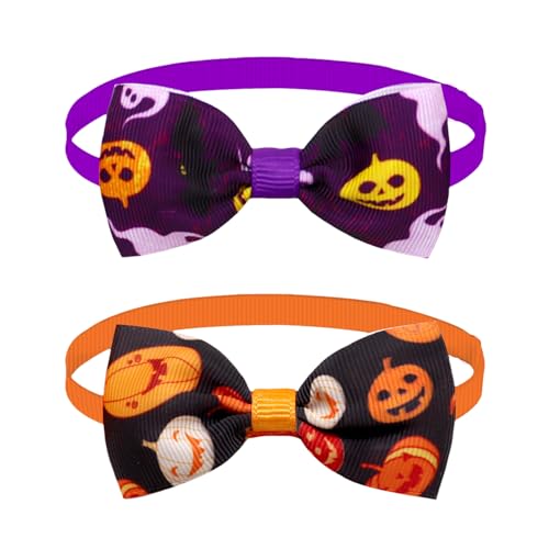 Miaija 2 x Halloween-Fliege für Haustiere, weiches Geister-Kürbis-Muster, verstellbare Dekoration, Zubehör für Hunde und Katzen, Urlaub Miaija 2 x Halloween-Fliege für Haustiere, weiches Geister-Kürbis-Muster, verstellbare Dekoration, Zubehör für Hunde und Katzen, Urlaub von Miaija