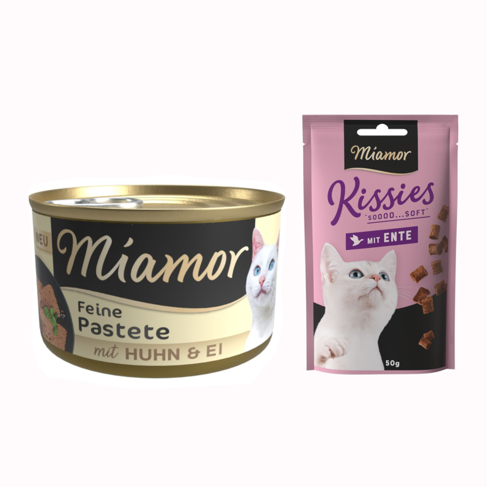 12 x 85 g Miamor Pastete + 50 g Kissies mit Ente gratis! - Ei & Huhn von Miamor