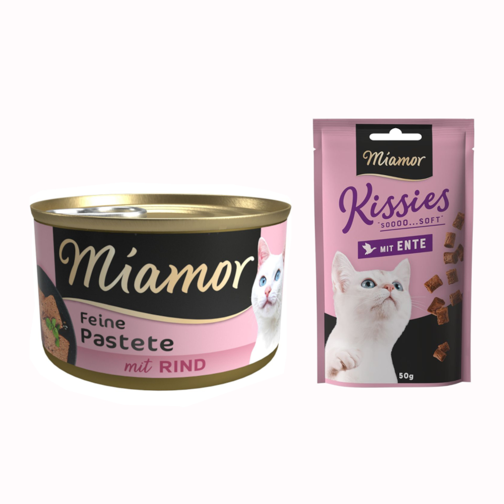 12 x 85 g Miamor Pastete + 50 g Kissies mit Ente gratis! - Rind von Miamor