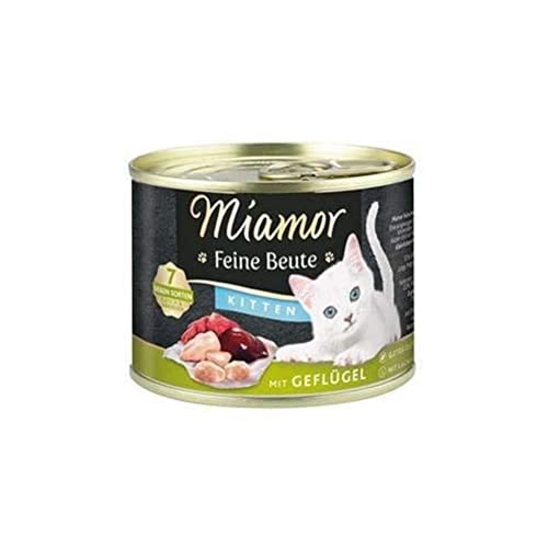 MIAMOR - Feine Beute Kitten | Nassfutter für ausgewachsene Katzen mit 7 Sorten Fleisch und Innereien. Getreidefreies Alleinfutter mit Taurin in der Dose ohne Zusätze | 12x185g Geflügel von Miamor