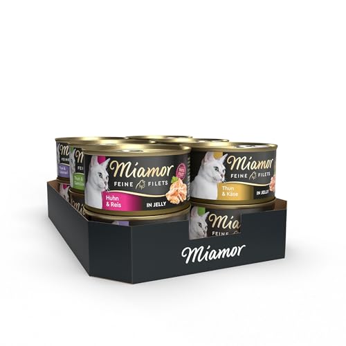 MIAMOR - Feine Filets in Jelly Mixpaket 2| Nassfutter für ausgewachsene Katzen mit Filetstückchen in Jelly. Fettarmes Ergänzungsfutter in der Dose ohne künstliche Zusätze | 12x100g von Miamor