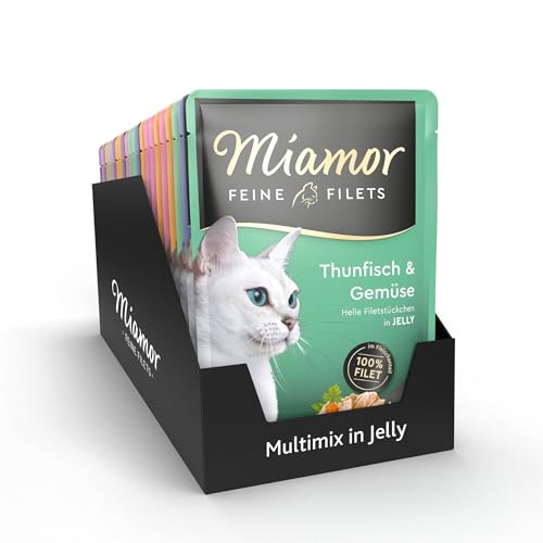MIAMOR - Feine Filets in Jelly Mixpaket | Nassfutter für ausgewachsene Katzen mit Filetstückchen in Jelly. Fettarmes Ergänzungsfutterim Frischebeutel ohne künstliche Zusätze | 24x100g MIAMOR - Feine Filets in Jelly Mixpaket | Nassfutter für ausgewachsene Katzen mit Filetstückchen in Jelly. Fettarmes Ergänzungsfutterim Frischebeutel ohne künstliche Zusätze | 24x100g von Miamor