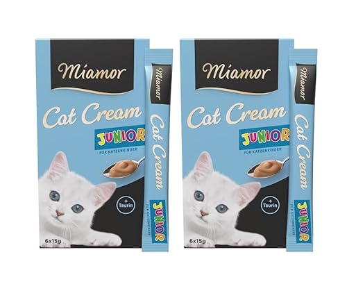 Miamor Cat Cream Junior | leckerer Snack für Kätzchen mit Taurin | ohne Zuckerzusatz | Doppelpack (2 Tafeln zu je 6x15g) von Miamor