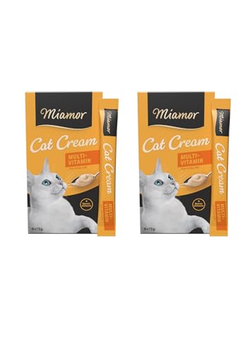 Miamor Cat Cream Multi-Vitamin | leckerer Snack für Katzen mit Taurin, Spurenelementen & Vitaminen | für mehr Vitalität | Doppelpack (2 Tafeln zu je 6x15g) von Miamor