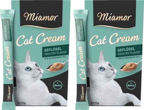 Miamor Cat Snack Cream Geflügel | 2er Pack 6x15g + 1 Gratis-Sachet | Eine gesunde Belohnung ohne unnötige Zusatzstoffe | leckerer Schleck-Snack von Miamor