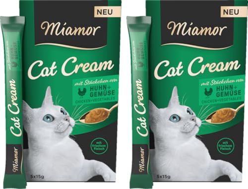 Miamor Cat Snack Cream Huhn & Gemüse | 2er Pack 6x15g + 1 Gratis-Sachet | Eine gesunde Belohnung ohne unnötige Zusatzstoffe | leckerer Schleck-Snack von Miamor