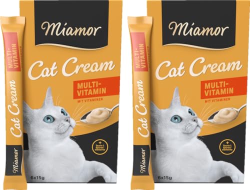 Miamor Cat Snack Cream Multi-Vitamin | 2er Pack 6x15g + 1 Gratis-Sachet | Eine gesunde Belohnung ohne unnötige Zusatzstoffe | leckerer Schleck-Snack von Miamor