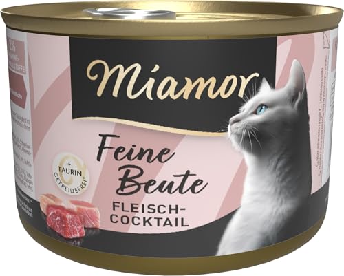 Miamor - Feine Beute | Nassfutter für ausgewachsene Katzen mit 7 Sorten Fleisch und Innereien. Getreidefreies Alleinfutter in der Dose mit Taurin ohne künstliche Zusätze | 12x185g Fleischcocktail von Miamor