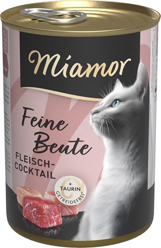 Miamor - Feine Beute | Nassfutter für ausgewachsene Katzen mit 7 Sorten Fleisch und Innereien. Getreidefreies Alleinfutter in der Dose mit Taurin ohne künstliche Zusätze | 12x400g Fleischcocktail von Miamor