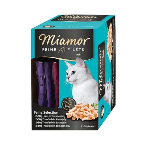 Miamor Feine Filets Mini Multibox | 8x50g | Feine Selection für Katzen | Ergänzungsfuttermittel | Auch für Ältere und Übergewichtige | Fettarm von Miamor