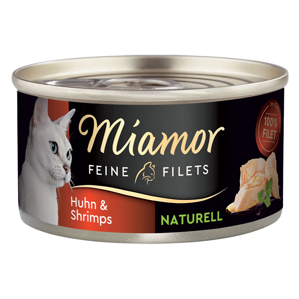 Miamor Feine Filets Naturelle Probierpaket 12 x 80 g - Huhn & Shrimps von Miamor