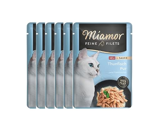 Miamor Feine Filets in Sauce | Thunfisch pur | Getreide- und zuckerfrei | im Frischebeutel | 6 x 100g von Miamor