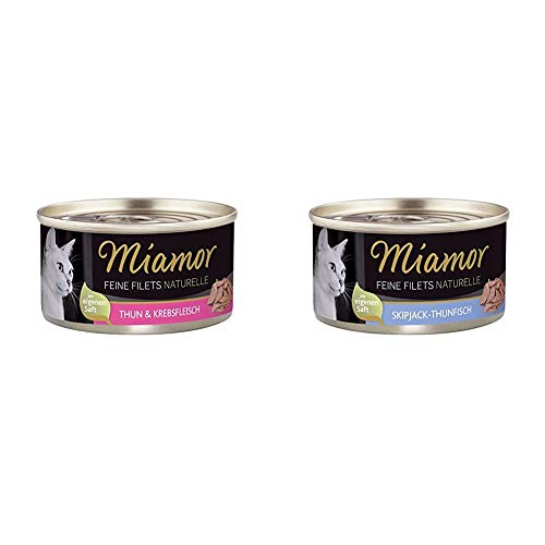 Miamor Feine Filets naturelle Thun & Krebsfleisch, 24er Pack (24 x 80 g) & Feine Filets naturelle Skipjack-Thunfisch, 24er Pack (24 x 80 g) von Miamor