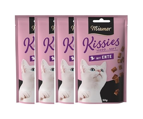 Miamor Kissies mit Ente | Softer Snack für Katzen | Zum Verwöhnen & Belohnen | Getreidefrei und ohne Zuckerzusatz | 4x50g von Miamor