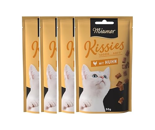 Miamor Kissies mit Huhn | Extra weicher Snack für Katzen | Zum Verwöhnen & Belohnen | Getreidefrei und ohne Zuckerzusatz | 4x50g von Miamor