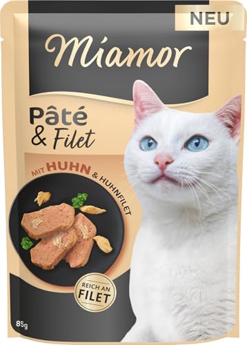 Miamor – Pâté & Filet | Nassfutter für ausgewachsene Katzen mit zarten Filetstückchen. Getreide-, Zucker- und glutenfreies Alleinfutter in der Dose ohne Zusätze | 10x85g Huhn & Huhnfilet von Miamor