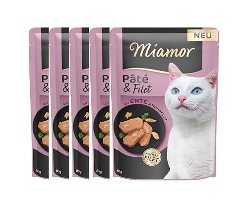 Miamor Pâté & Filet | mit Ente & Huhnfilet | Getreide- und zuckerfrei | ohne Farb- und Konservierungsstoffe | im Frischebeutel | 5 x 85g Miamor Pâté & Filet | mit Ente & Huhnfilet | Getreide- und zuckerfrei | ohne Farb- und Konservierungsstoffe | im Frischebeutel | 5 x 85g von Miamor