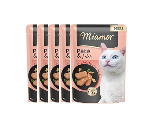 Miamor Pâté & Filet | mit Lachs & Huhnfilet | Getreide- und zuckerfrei | ohne Farb- und Konservierungsstoffe | im Frischebeutel | 5 x 85g Miamor Pâté & Filet | mit Lachs & Huhnfilet | Getreide- und zuckerfrei | ohne Farb- und Konservierungsstoffe | im Frischebeutel | 5 x 85g von Miamor