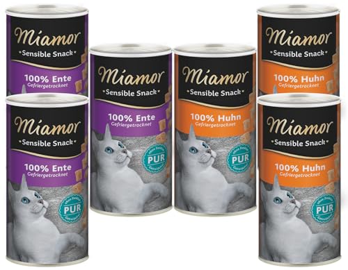 Miamor Sensible Snack (Bundle) 180g | 3X Huhn & 3X Ente | Snack für Katzen | Monoprotein | für empfindliche Katzen und bei Unverträglichkeiten | ohne Zusatzstoffe oder künstliche Aromen von Miamor